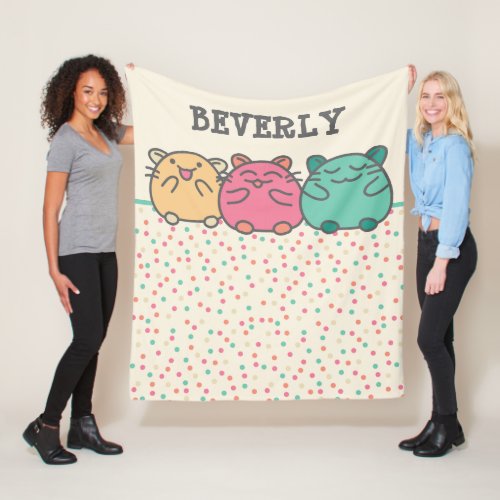 Cute Kawaii Style Cartoon Hamsters Personalized Fleece Blanket