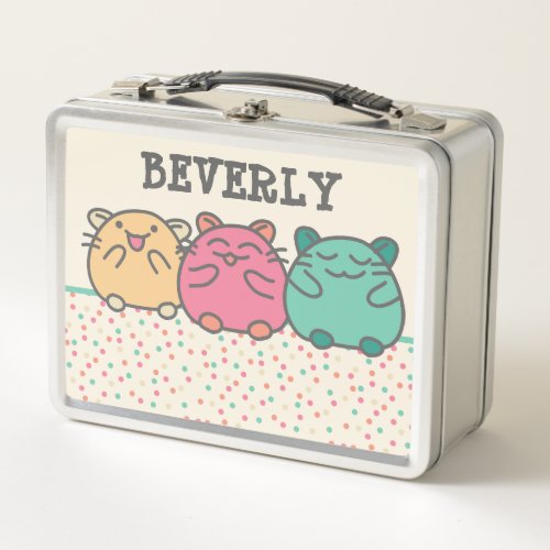 Cute Kawaii Style Cartoon Hamsters Personalized Metal Lunch Box