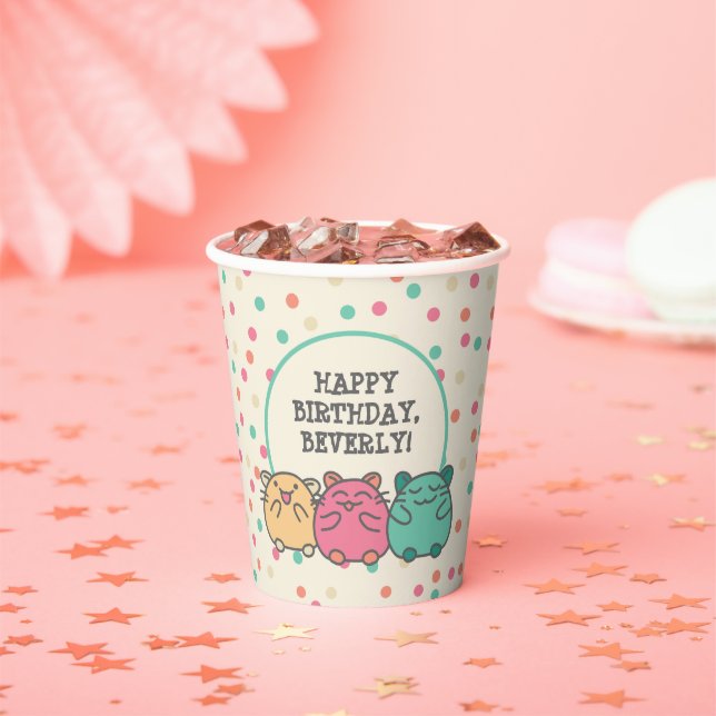 Cute Kawaii Style Cartoon Hamsters Personalized Paper Cups (Insitu)