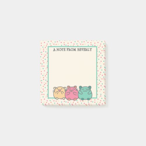 Cute Kawaii Style Cartoon Hamsters Personalized Post_it Notes
