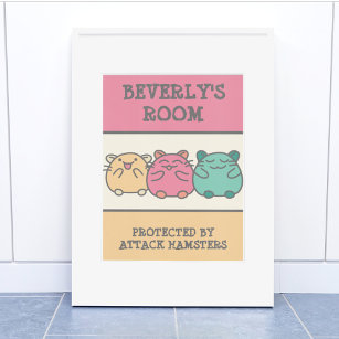 Cute Kawaii Style Cartoon Hamsters Personalized Poster