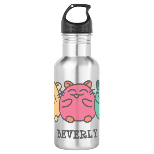 Cute Kawaii Style Cartoon Hamsters Personalized Stainless Steel Water Bottle