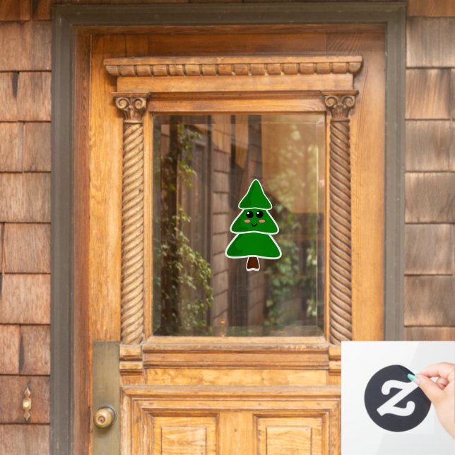 Cute Kawaii Style Christmas Tree Window Cling (Home Door)