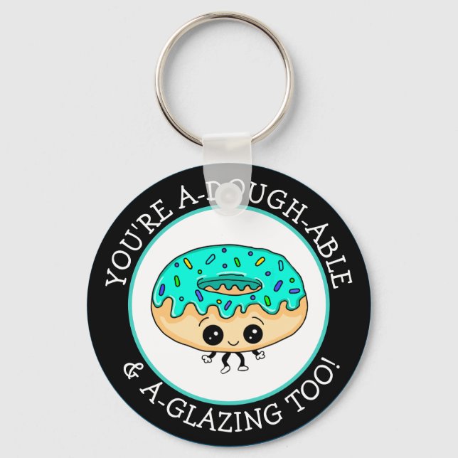 Cute Kawaii Style Jelly Donut Flirting Pun Keychain (Front)