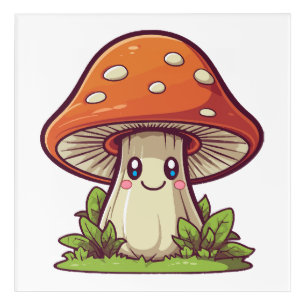 Cute kawaii style, Mushroom foraging Acrylic Print