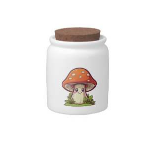 Cute kawaii style, Mushroom foraging Candy Jar