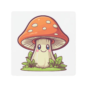 Cute kawaii style, Mushroom foraging Metal Print