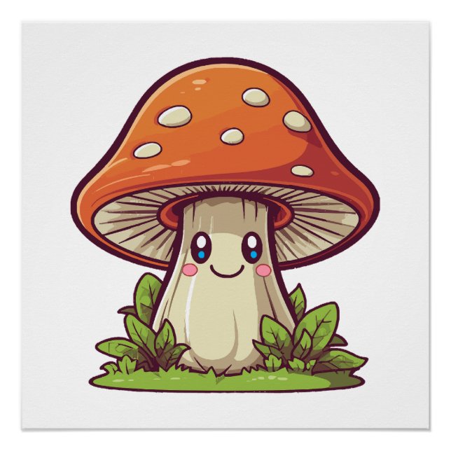 Cute kawaii style, Mushroom foraging Poster (Front)
