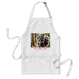 Cute Kawaii style Raccoon Autumn Setting Adult Apron
