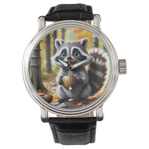 Cute Kawaii style Raccoon Autumn Setting Watch
