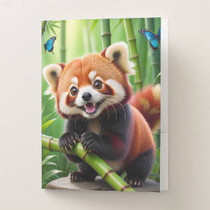 Cute Kawaii style Red Panda In a Bamboo Forest Pocket Folder