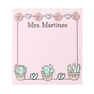 Cute Kawaii Succulents Personalized Notepad