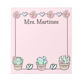 Cute Kawaii Succulents Personalized Notepad