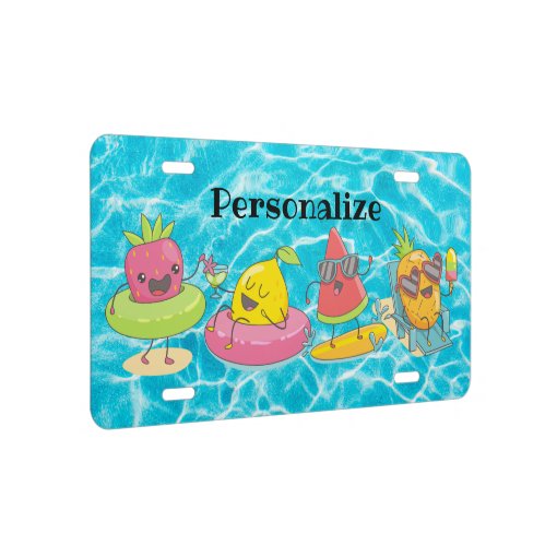 Cute Kawaii Summer Fruit Custom License Plate | Zazzle