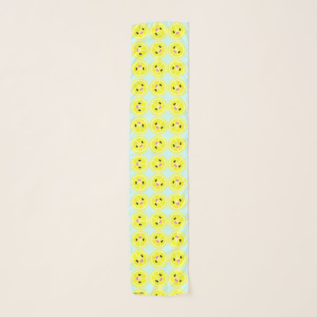 Cute Kawaii Summer Lemon Citrus Fruit Lemonade Scarf (Front)