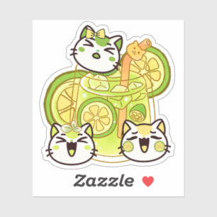Cute Kawaii Summer Lemonade Cats Sticker