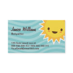 Cute kawaii sun cartoon character aqua babysitter business card Cute kawaii sun cartoon character aqua babysitter business card