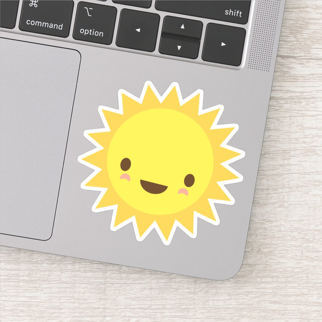 Cute kawaii sun character sticker | Zazzle