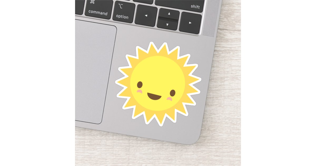 Cute kawaii sun character sticker | Zazzle