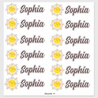 Cute Kawaii Sun Personalized Name Sticker