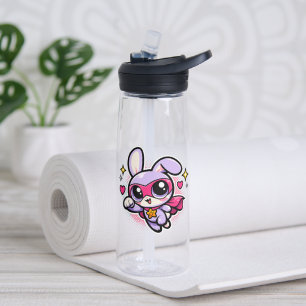 Cute Kawaii Superhero Bunny Water Bottle