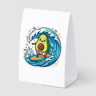 Cute Kawaii Surfing Avocado Ocean Wave SummSticker Paper Table Tent