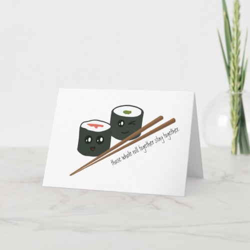 Cute Kawaii Sushi Characters Chopstick Anniversary Card