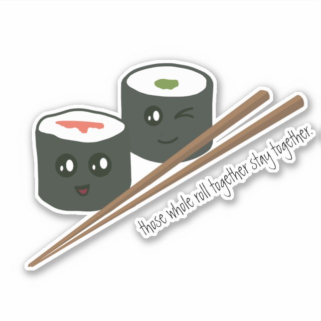 Cute Kawaii Sushi Characters Chopsticks Sticker (Front)