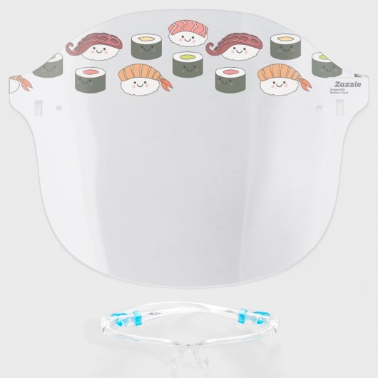 Cute Kawaii Sushi Food Restaurant Face Shield (Front w/Glasses)