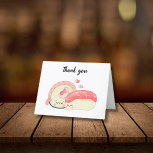 Cute Kawaii Sushi Letterpress Thank You Card