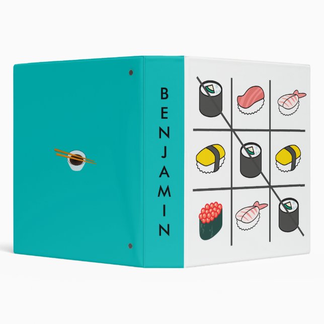 Cute Kawaii Sushi Tic Tac Toe Binder (Background)