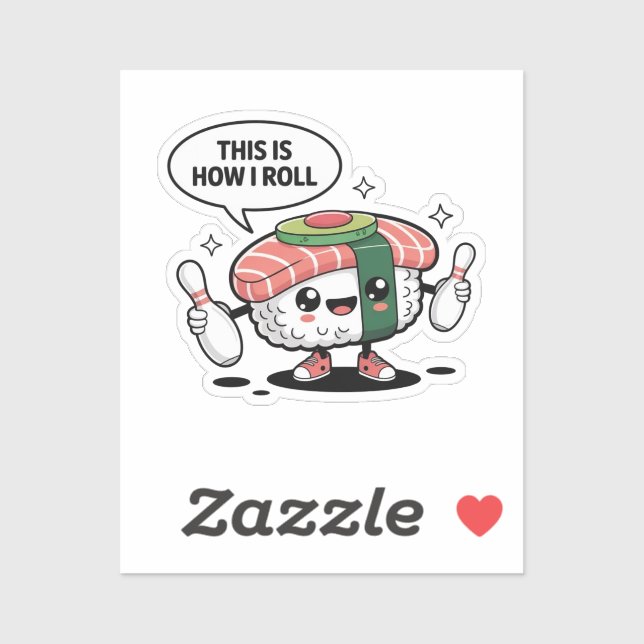 Cute Kawaii Sushi with bowling pins  Sticker (Sheet)