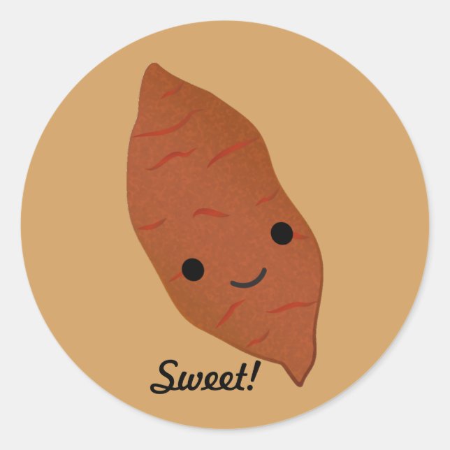 Cute Kawaii Sweet Potato Classic Round Sticker (Front)