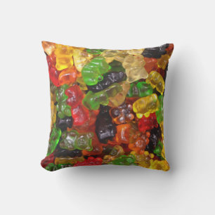 cute kawaii sweets colorful candy bear gummy outdoor pillow