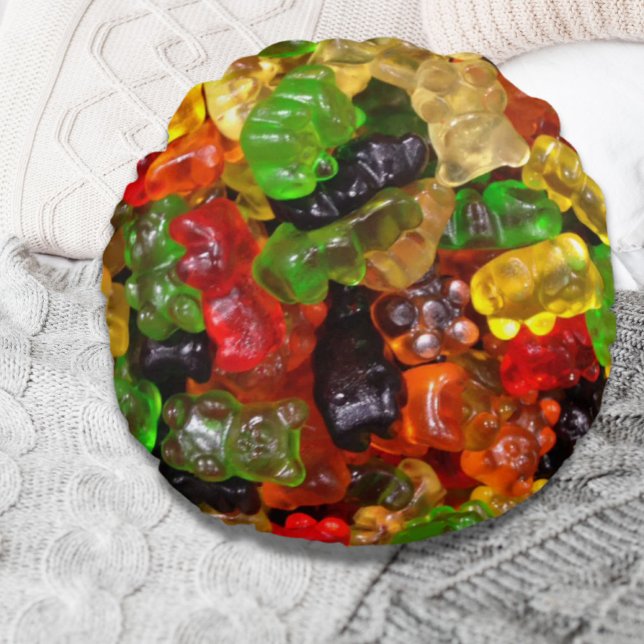 cute kawaii sweets colorful candy bear gummy round pillow (cute kawaii sweets colorful candy bear gummy round pillow)