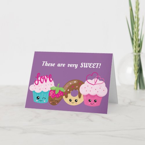 Cute Kawaii Sweets Granddaughter Valentine Holiday Card