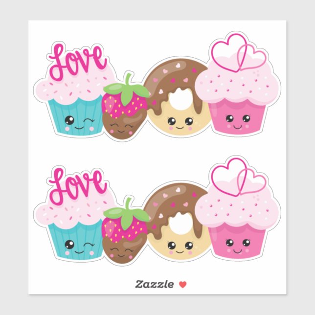 Cute Kawaii Sweets Valentine Sticker (Sheet)