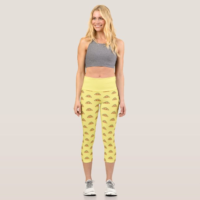 Cute Kawaii Taco Capri Leggings (Front)