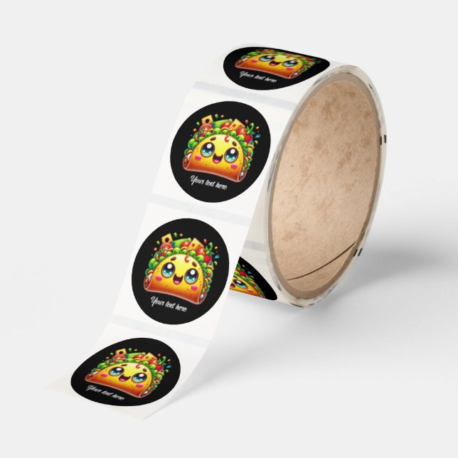 Cute Kawaii taco customizable Classic Round Sticker (Roll)