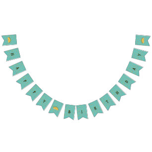 Cute Kawaii Taco Happy Birthday Bunting Flags