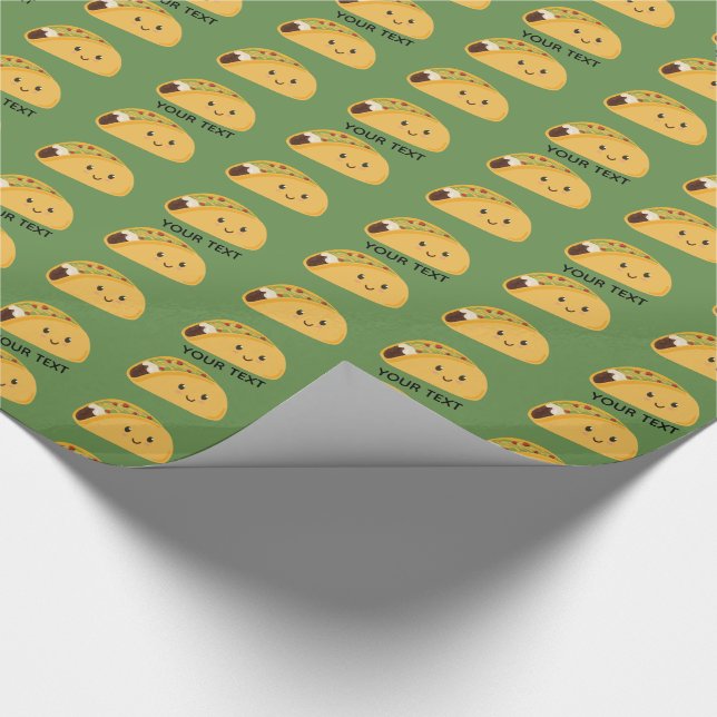 Cute Kawaii Taco Personalized Pattern Wrapping Paper (Corner)