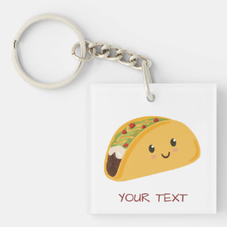 Cute Kawaii Taco Personalized Taco-bout Awesome Keychain