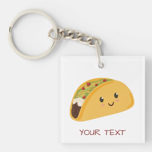 Cute Kawaii Taco Personalized Taco_bout Awesome Keychain