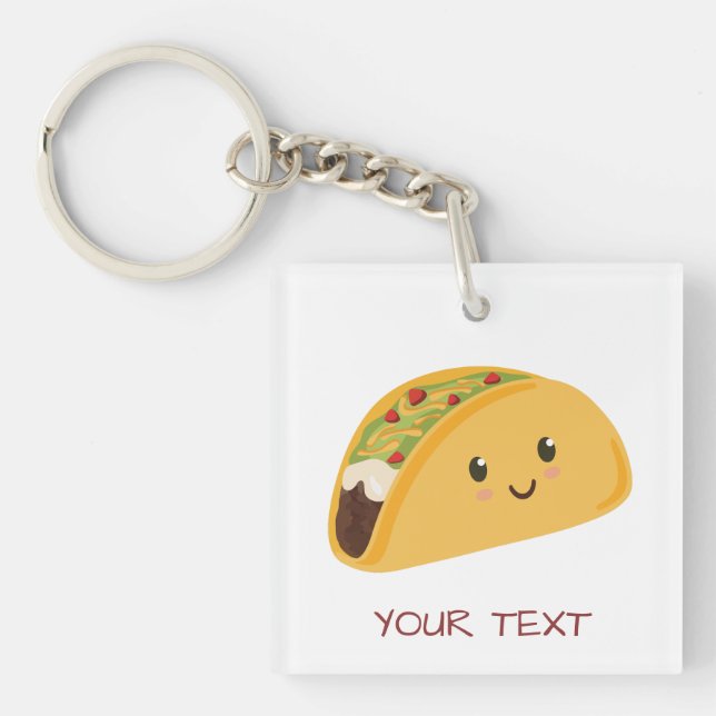 Cute Kawaii Taco Personalized Taco-bout Awesome Keychain (Front)