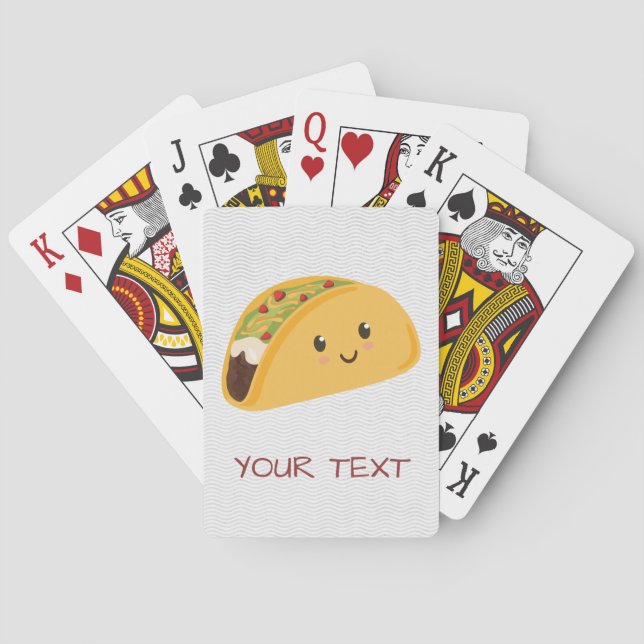 Cute Kawaii Taco Smiling Poker Cards (Back)