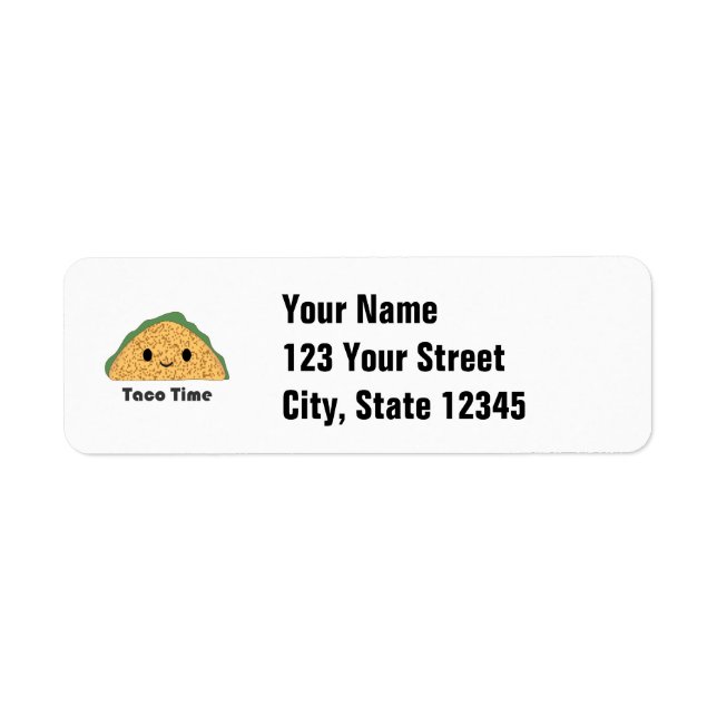Cute Kawaii Taco Time Taco Label (Front)