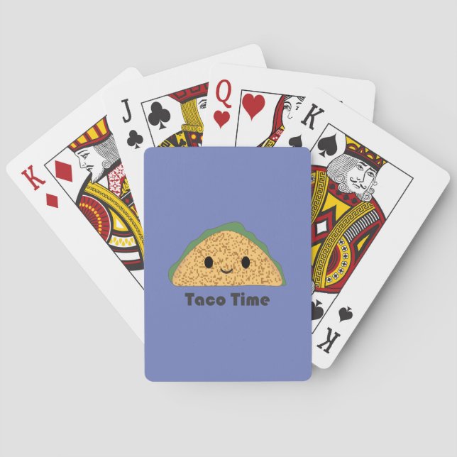 Cute Kawaii Taco Time Taco Poker Cards (Back)