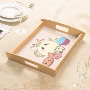 Cute Kawaii Tea Time & Sweets Illustration Serving Tray