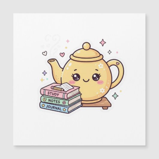 Cute Kawaii Teapot Study Notes Journal BookSticker (Front)