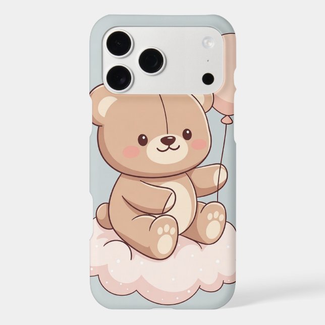 Cute Kawaii Teddy Bear Balloon Cloud Iphone Case (Back)